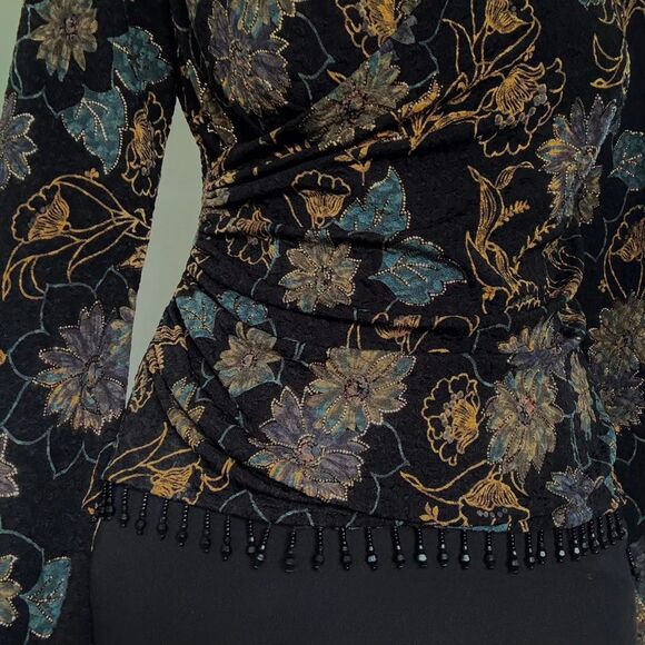 Late 90s elegant black floral MSK blouse - Picture 4 of 8